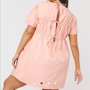 ASOS DESIGN Curve soft denim smock dress in coral